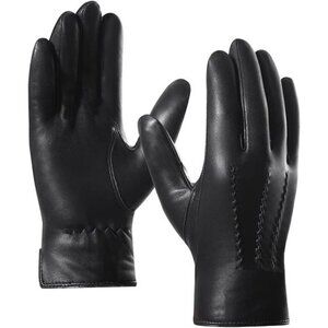 Leather Gloves for Men,Winter Sheepskin Driving Riding Gloves Cashmere Lined